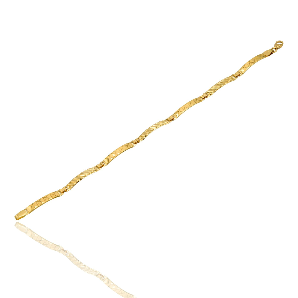 Bracciale Oro Giallo Oro 18 carati Piastre Alternate Solo Oro cm. 19,5