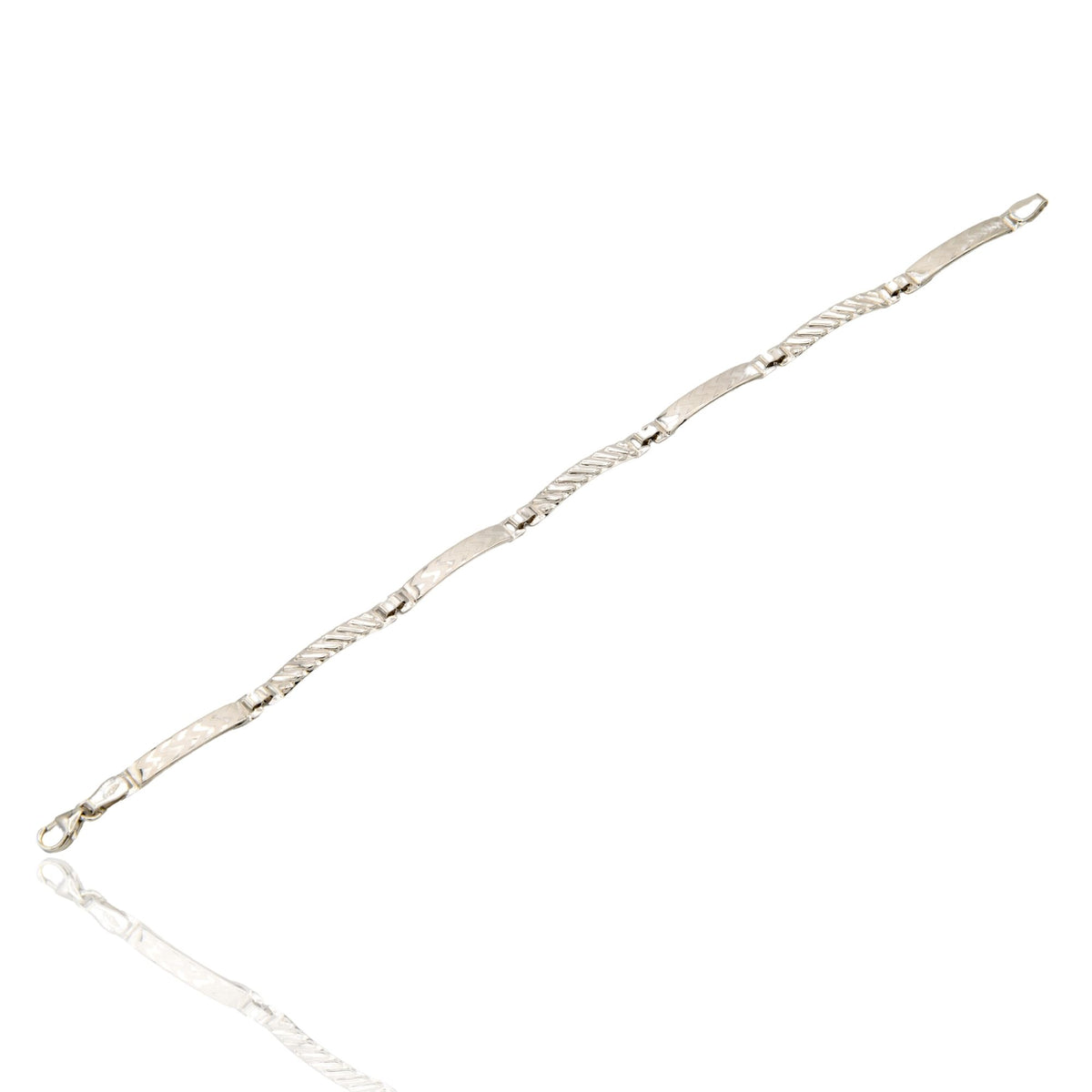 Bracciale Oro Bianco Oro 18 carati Zig Zag Verticali Solo Oro cm. 19,5