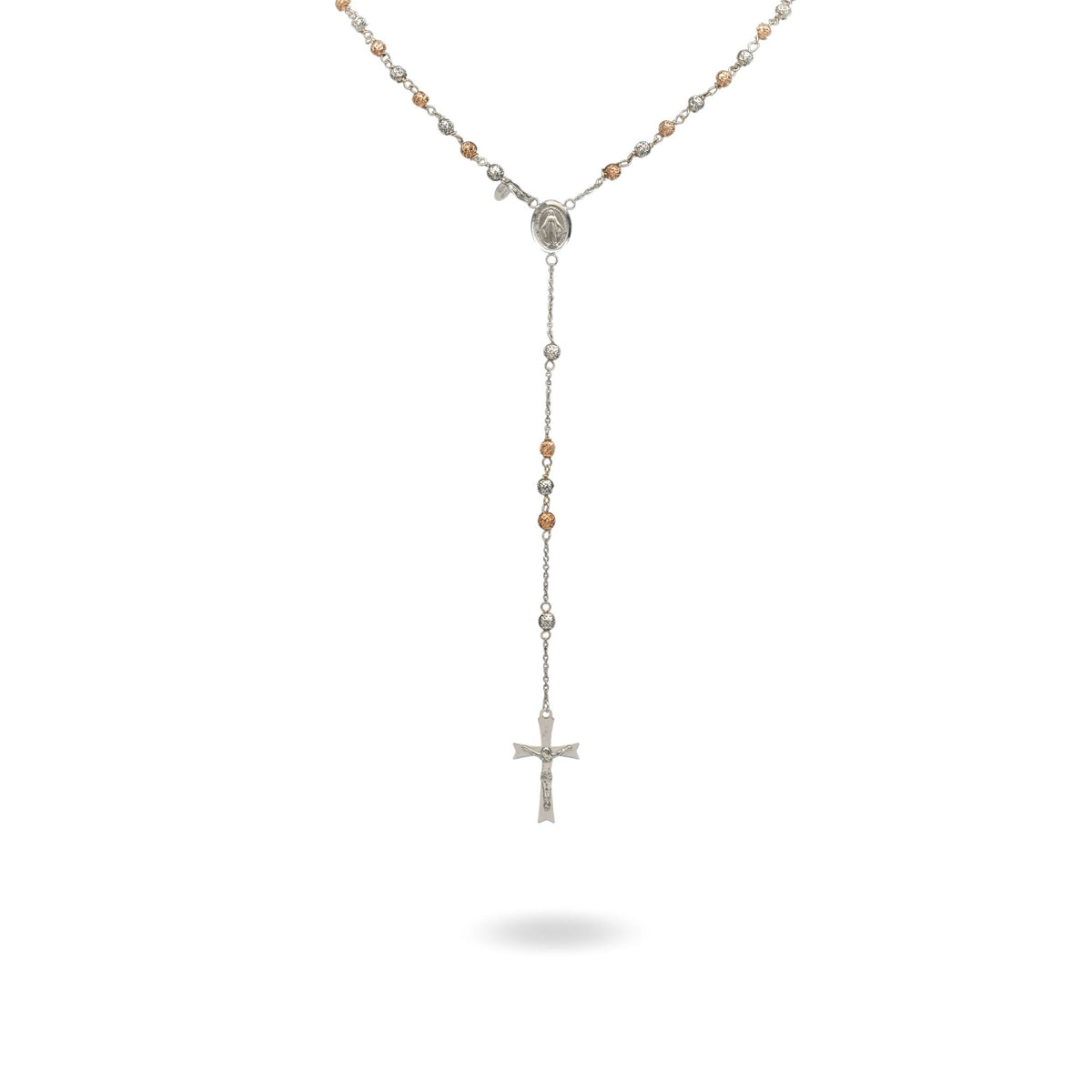 Collana Oro Bianco, Oro Rosa Oro 18 carati Rosario Milleluci Solo Oro cm.50 Sfera 4 mm