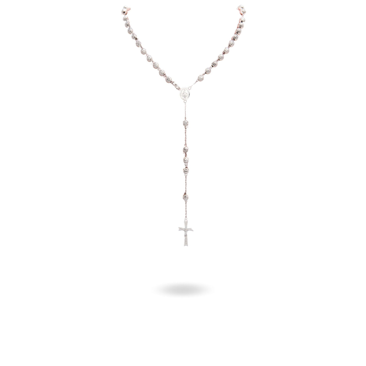 Collana Oro Bianco Oro 18 carati Rosario Milleluci Solo Oro cm.60 Sfera 6 mm