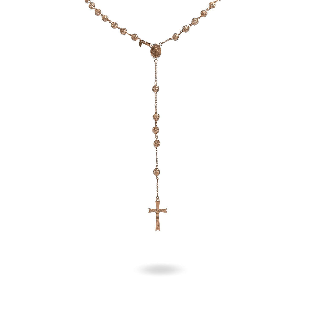 Collana Oro Rosa Oro 18 carati Rosario Milleluci Solo Oro cm.60 Sfera 6 mm