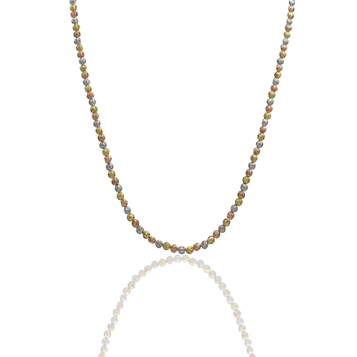 Collana Oro Bianco, Oro Giallo, Oro Rosa Oro 18 carati Girocollo Milleluci Solo Oro cm.60 Sfera 4 mm