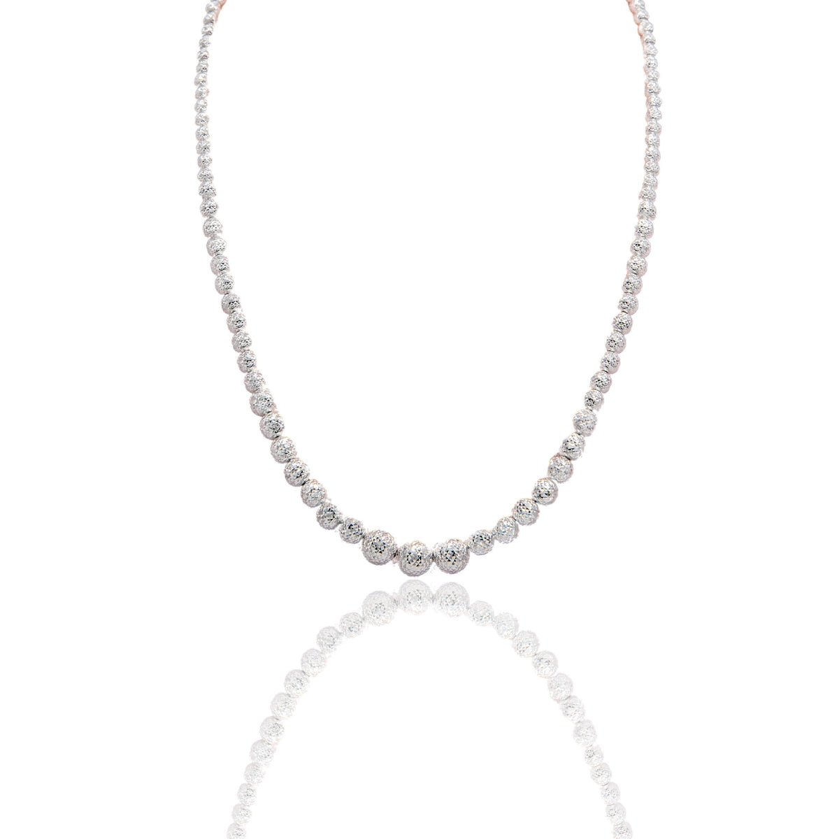 Collana Oro Bianco Oro 18 carati Girocollo Milleluci Solo Oro cm.45 Sfera a scalare