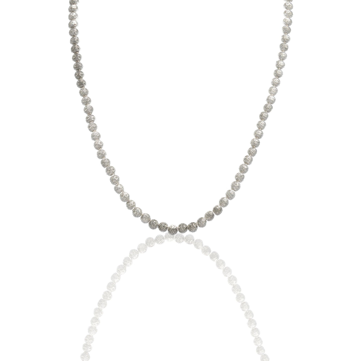 Collana Oro Bianco Oro 18 carati Girocollo Milleluci Solo Oro cm.50 Sfera 5 mm
