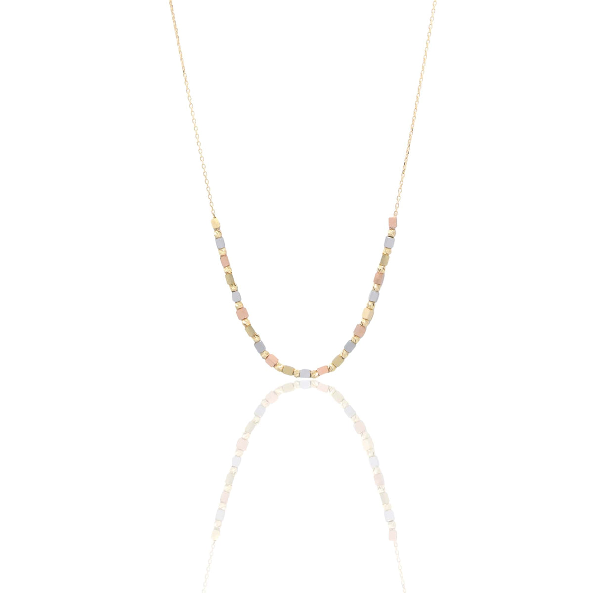 Collana Oro Bianco, Oro Giallo, Oro Rosa Oro 18 carati Girocollo A Sfere Alternate Solo Oro