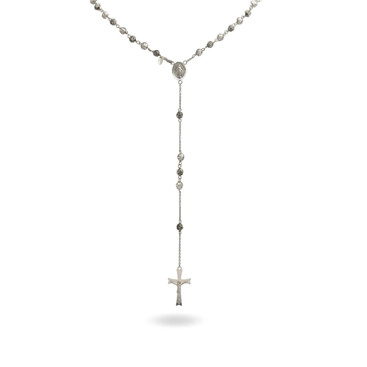 Collana Oro Bianco, Oro Brunito Oro 18 carati Rosario Milleluci Solo Oro cm.60 Sfera 4 mm