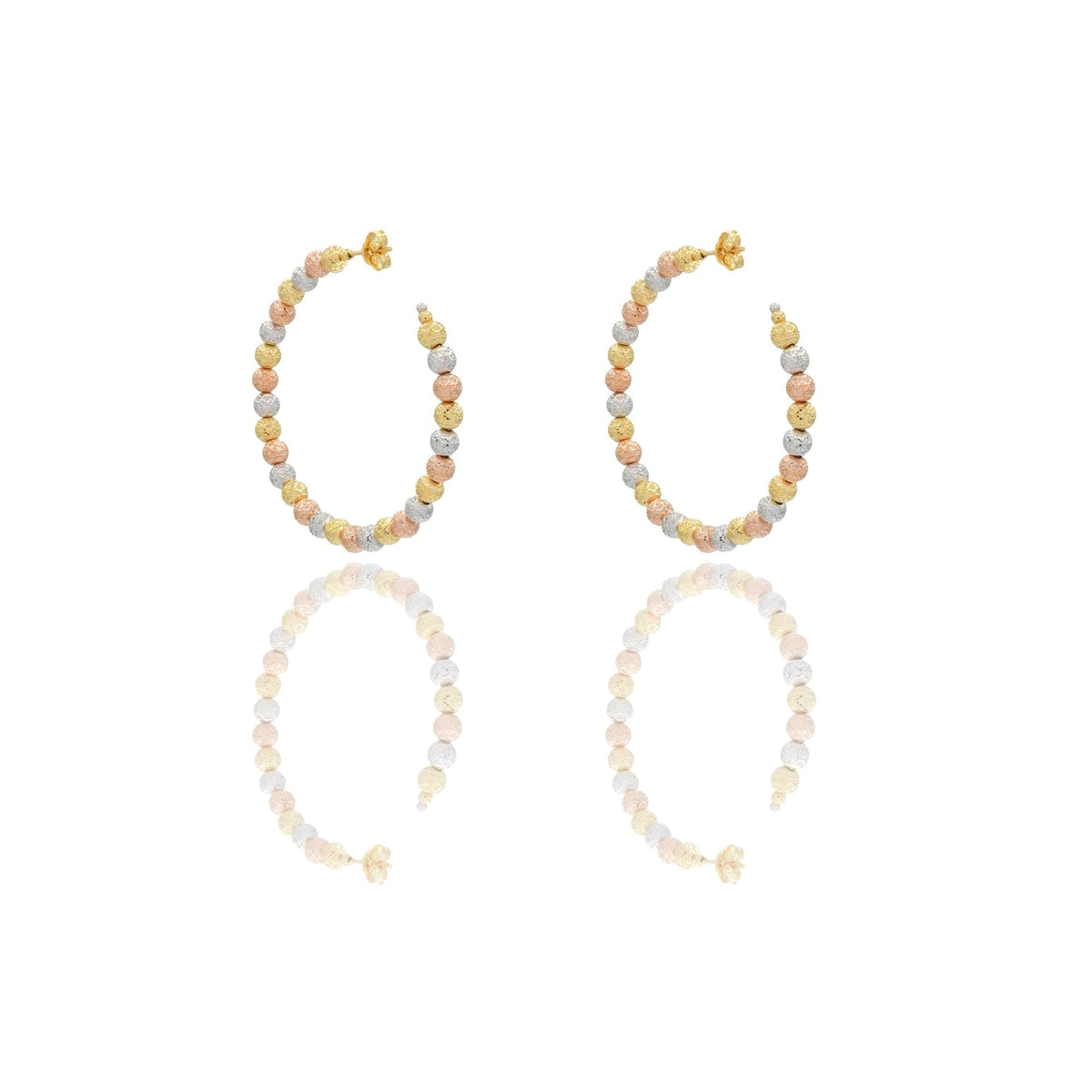 Orecchini Oro Bianco, Oro Giallo, Oro Rosa Oro 18 carati Cerchi Milleluci Solo Oro diametro esterno cm.5 diametro sfera mm.5