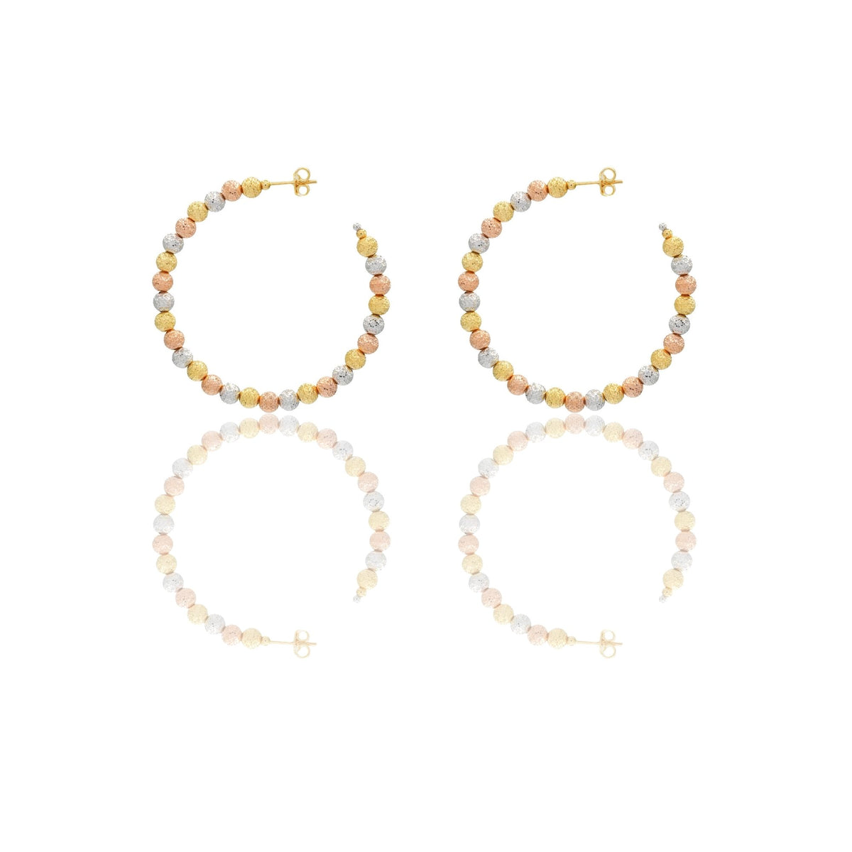 Orecchini Oro Bianco, Oro Giallo, Oro Rosa Oro 18 carati Cerchi Milleluci Solo Oro diametro esterno cm.5 diametro sfera mm.5
