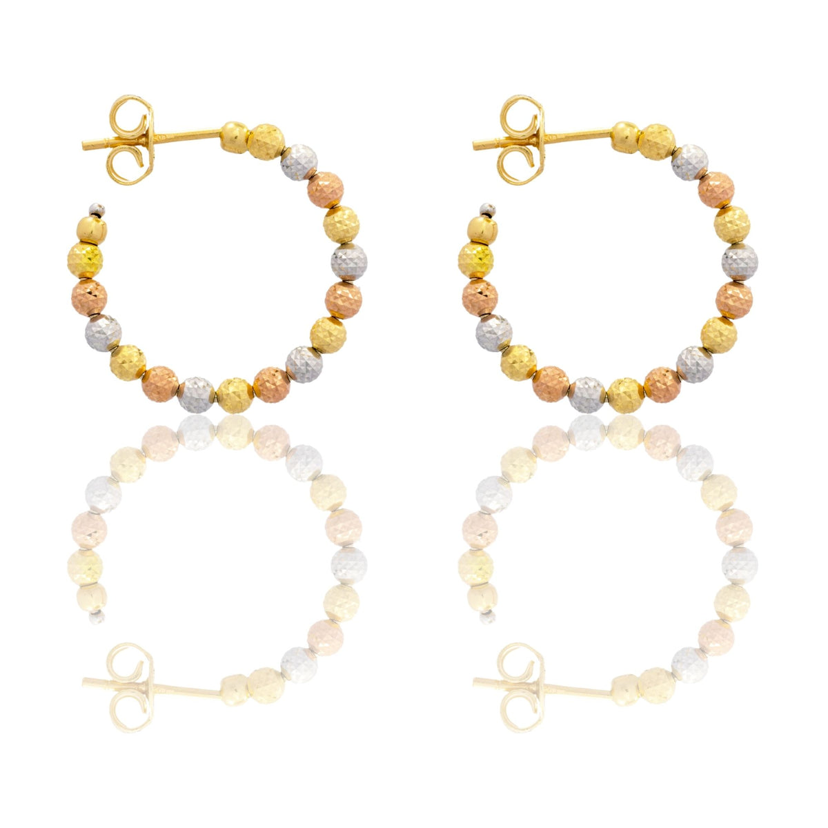 Orecchini Oro Bianco, Oro Giallo, Oro Rosa Oro 18 carati Cerchi Milleluci Solo Oro diametro esterno cm.2 diametro sfera mm.3