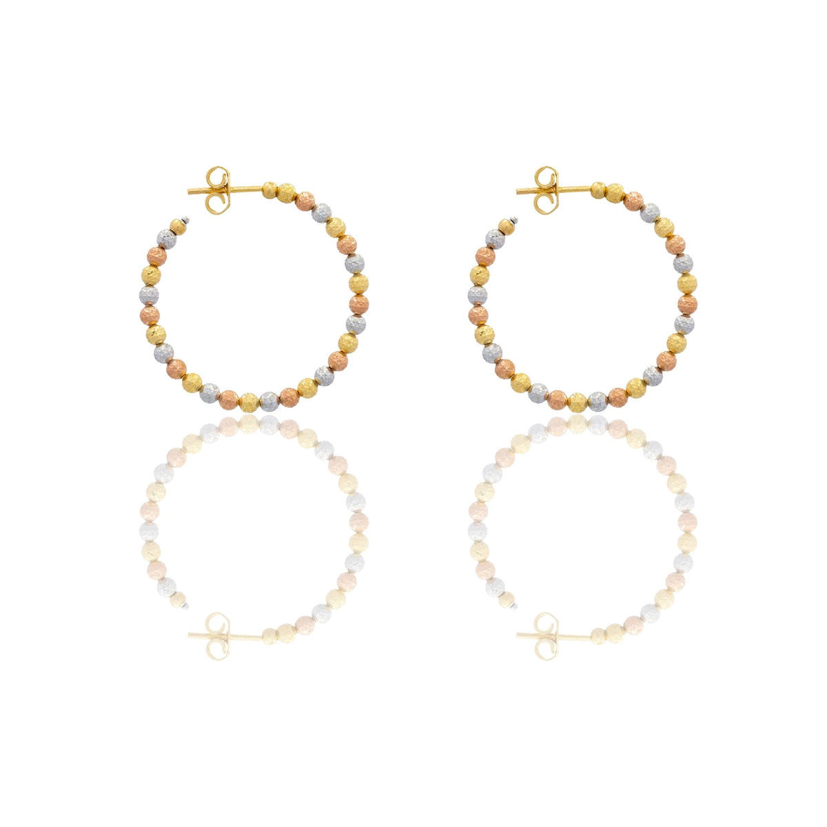 Orecchini Oro Bianco, Oro Giallo, Oro Rosa Oro 18 carati Cerchi Milleluci Solo Oro diametro esterno cm.3 diametro sfera mm.3