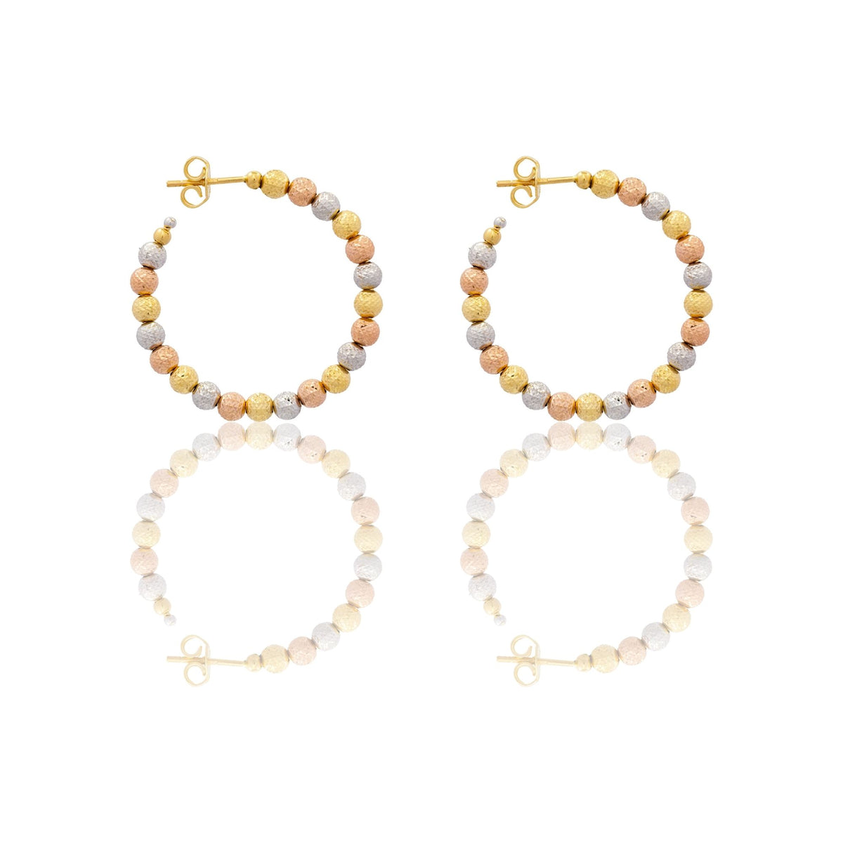 Orecchini Oro Bianco, Oro Giallo, Oro Rosa Oro 18 carati Cerchi Milleluci Solo Oro diametro esterno cm.3 diametro sfera mm.4