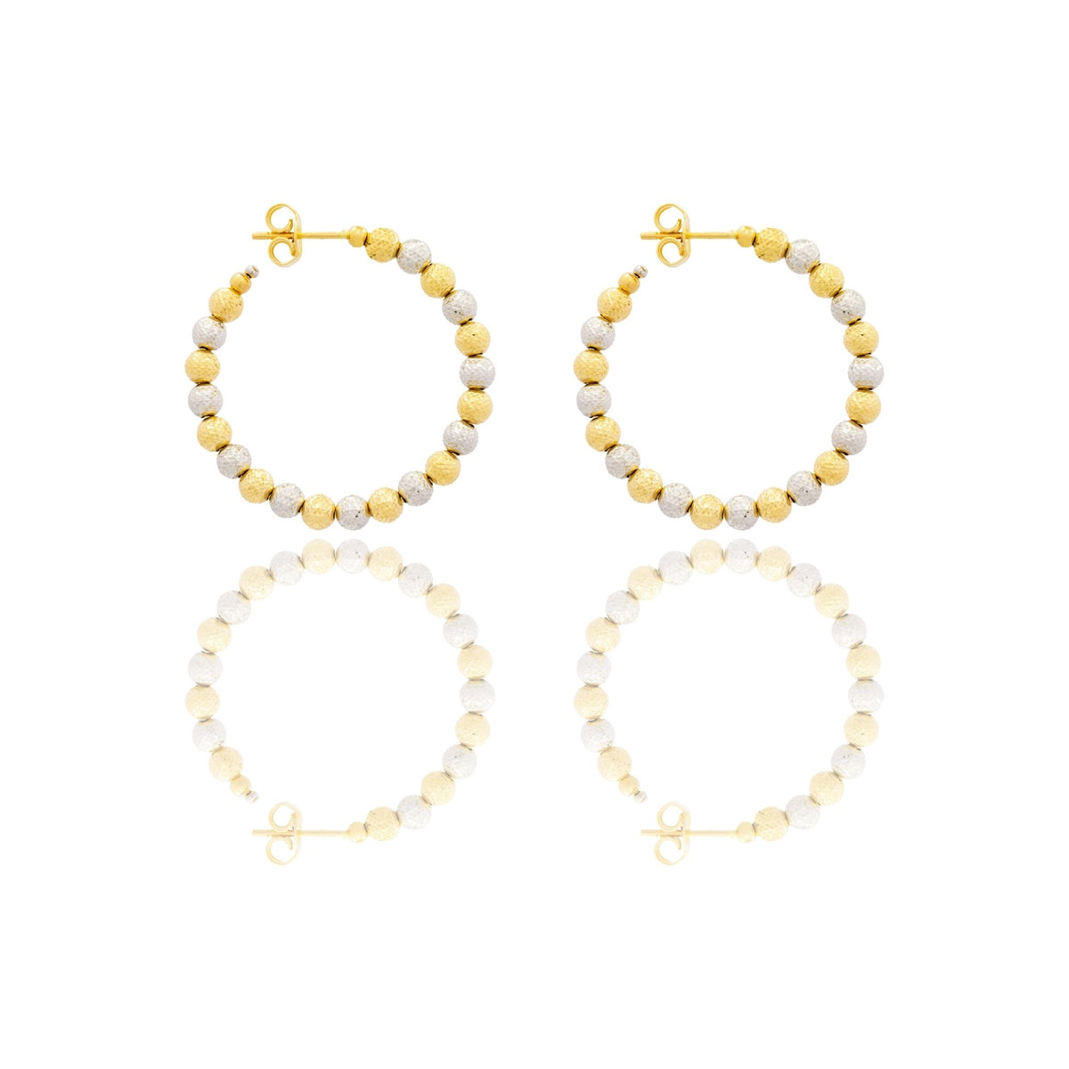 Orecchini Oro Bianco Oro 18 carati Volto Padre Pio Solo Oro diametro esterno cm.3 diametro sfera mm.4
