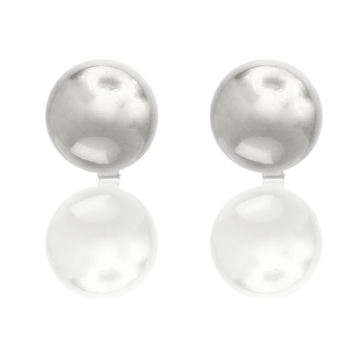 Orecchini Oro Bianco Oro 18 carati Sfera Solo Oro