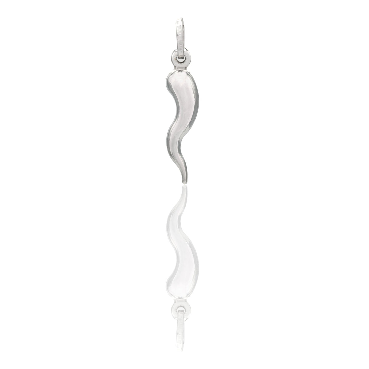 Ciondolo Oro Bianco Oro 18 carati Corno Scaramantico Solo Oro Lunghezza 2,5 cm