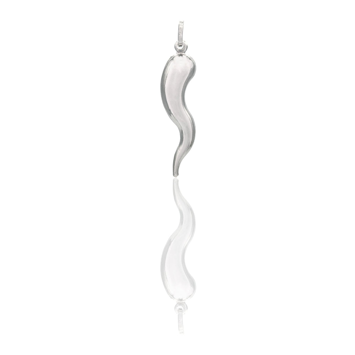 Ciondolo Oro Bianco Oro 18 carati Corno Scaramantico Solo Oro Lunghezza 4 cm