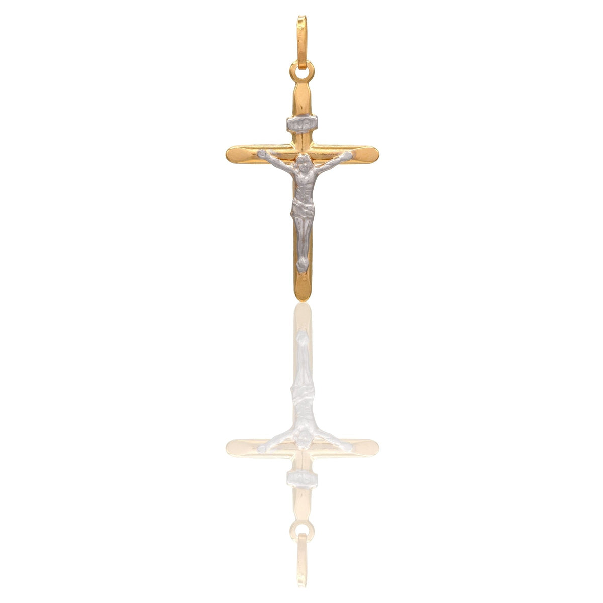 Ciondolo Oro Giallo Oro Bianco Oro 18 carati Croce Cristo Solo Oro cm.3,7x2