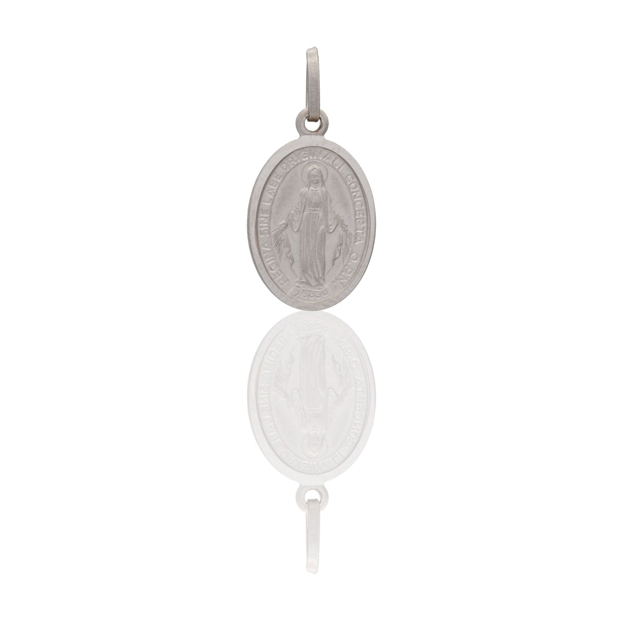 Ciondolo Oro Bianco Oro 18 carati Madonna Miracolosa Solo Oro cm.2,5