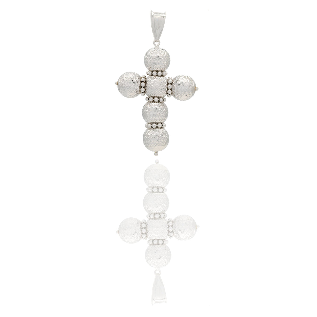 Ciondoli Oro Bianco Sfaccettata, Sfere Solo Oro cm.4,5x2,5; Sfera diam. mm. 8