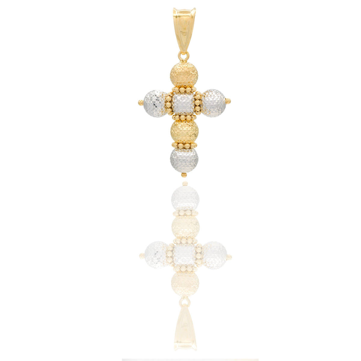 Ciondoli Oro Giallo, Oro Bianco Sfaccettata, Sfere Solo Oro cm.4,5x2,5; Sfera diam. mm. 8