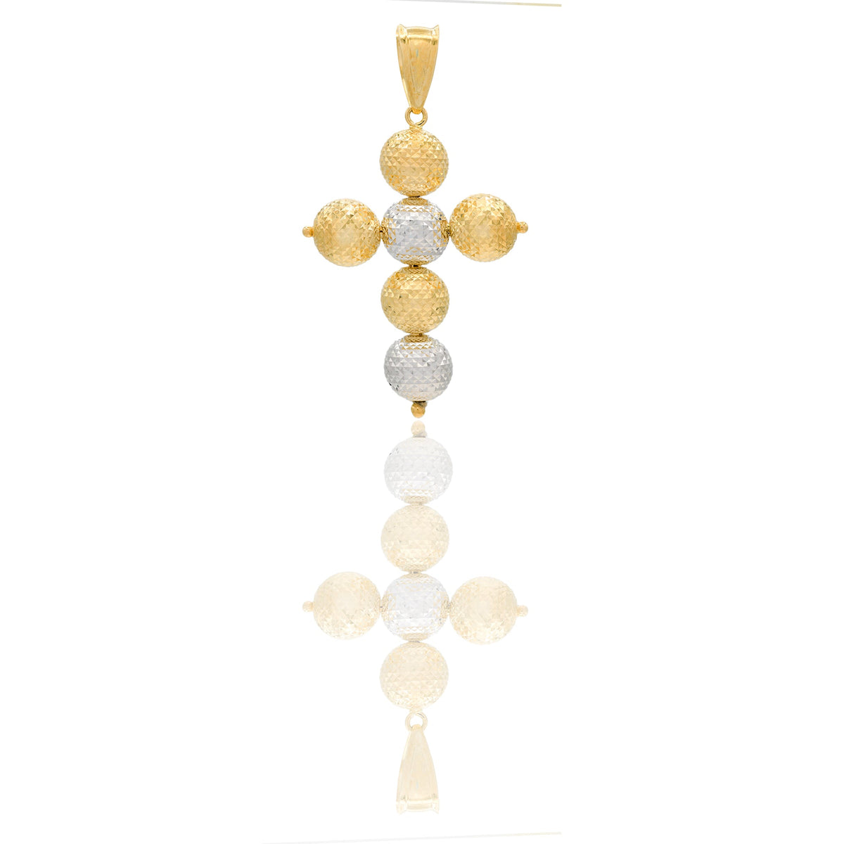 Ciondoli Oro Giallo, Oro Bianco Sfaccettata, Sfere Solo Oro cm.5,5x3; Sfera diam. mm. 9,7