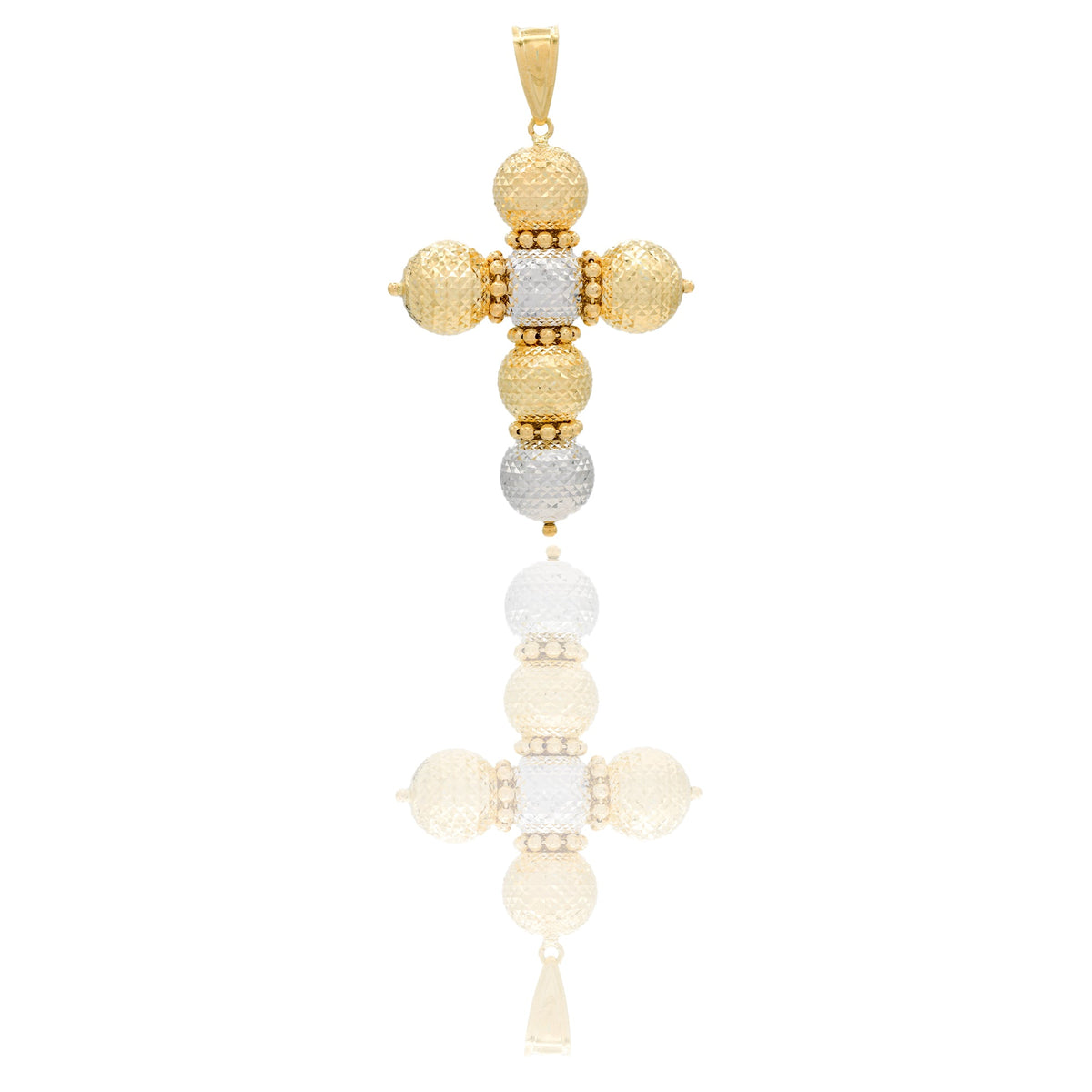 Ciondoli Oro Giallo, Oro Bianco Sfaccettata, Sfere Solo Oro cm.6,8x3,5; Sfera diam. mm. 12