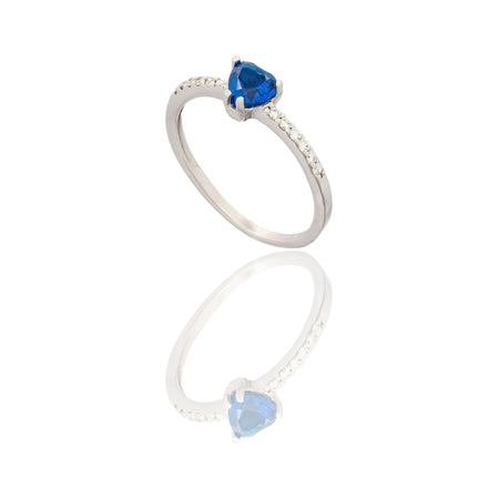 ANELLO DONNA SOLITARIO CUORE CON PAVE'