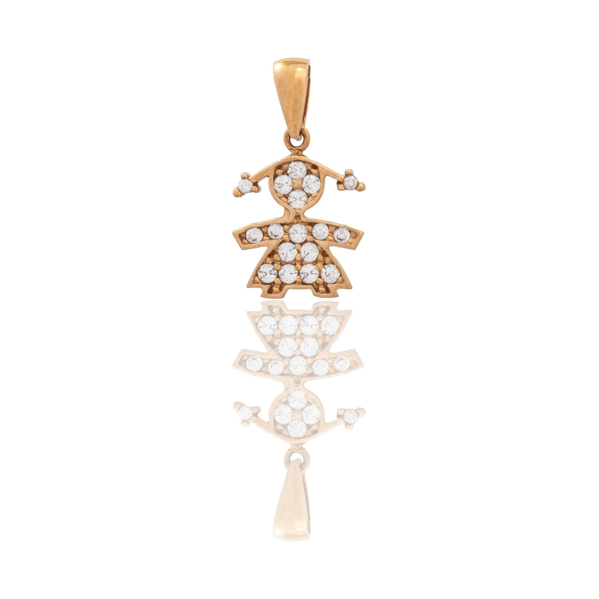 Ciondolo Oro Rosa Oro 18 carati Bebe' Femminuccia Pave' Pavè Zirconi bianchi cm.1,7