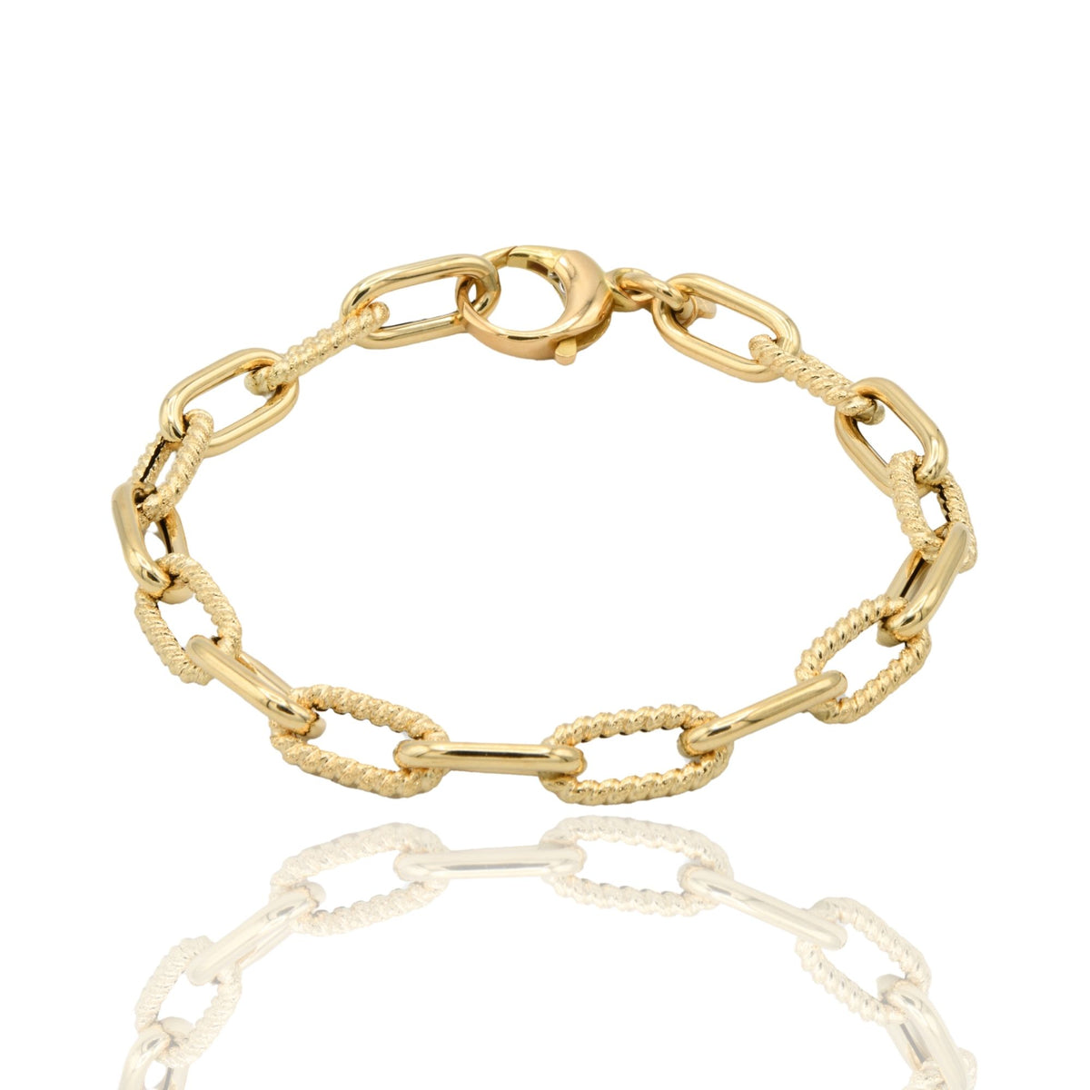 Bracciale Oro Giallo Oro 18 carati Catena Maglia Ovale Solo Oro