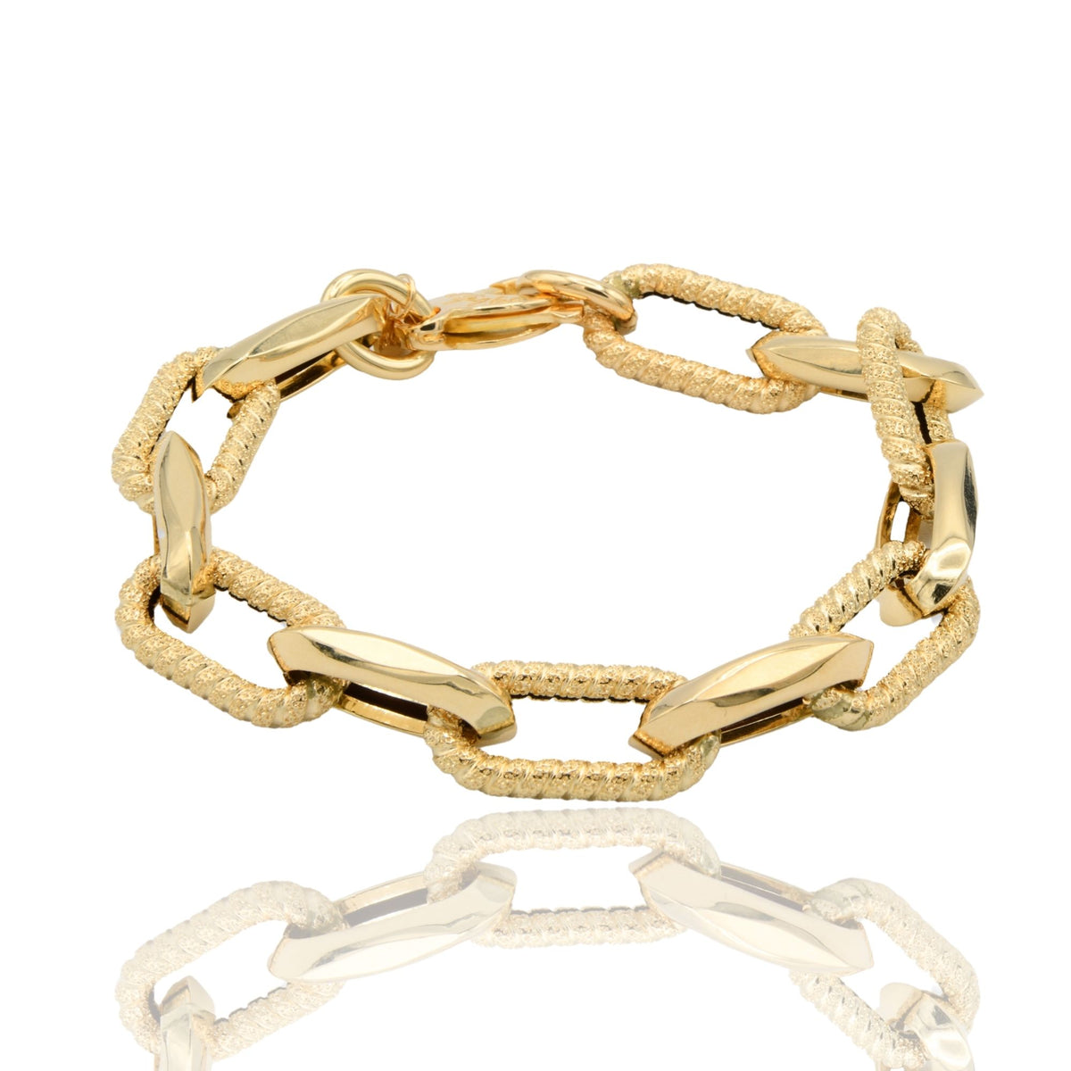 Bracciale Oro Giallo Oro 18 carati Catena Maglia Ovale Solo Oro
