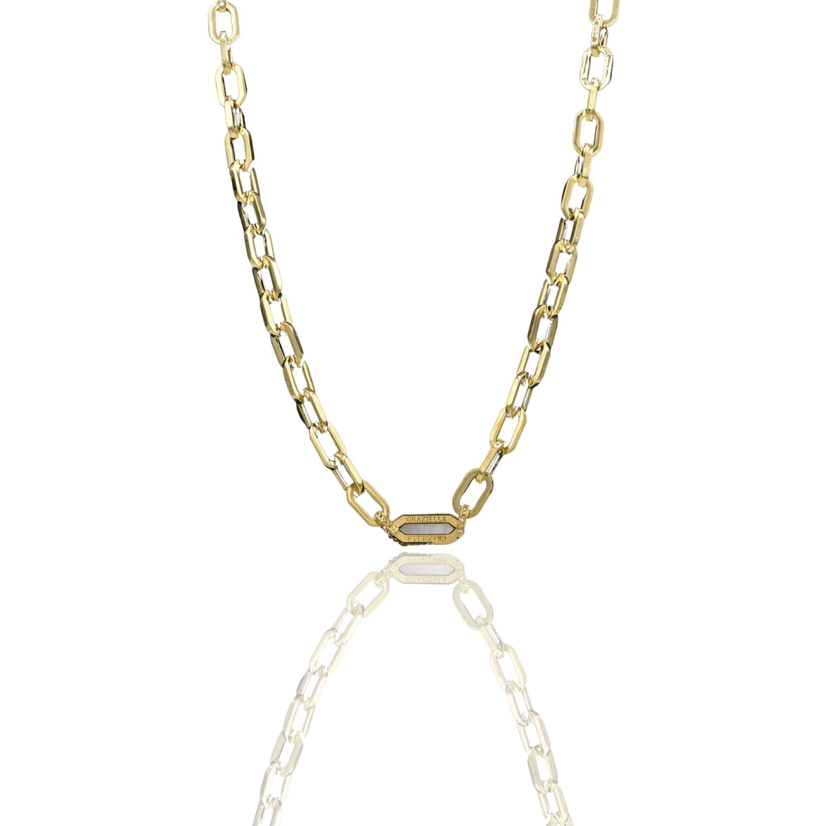Collana Oro Giallo Oro 18 carati Catena Squadrata Madreperla 1 mis.
