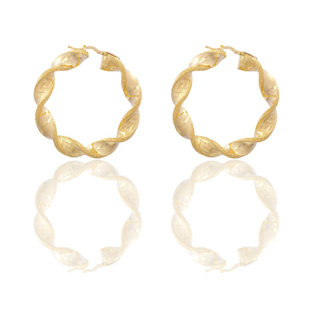 Orecchini Oro Giallo Oro 18 carati Cerchi Torchon Con Greca Solo Oro Spessore mm. 8 diametro interno cm. 2,5
