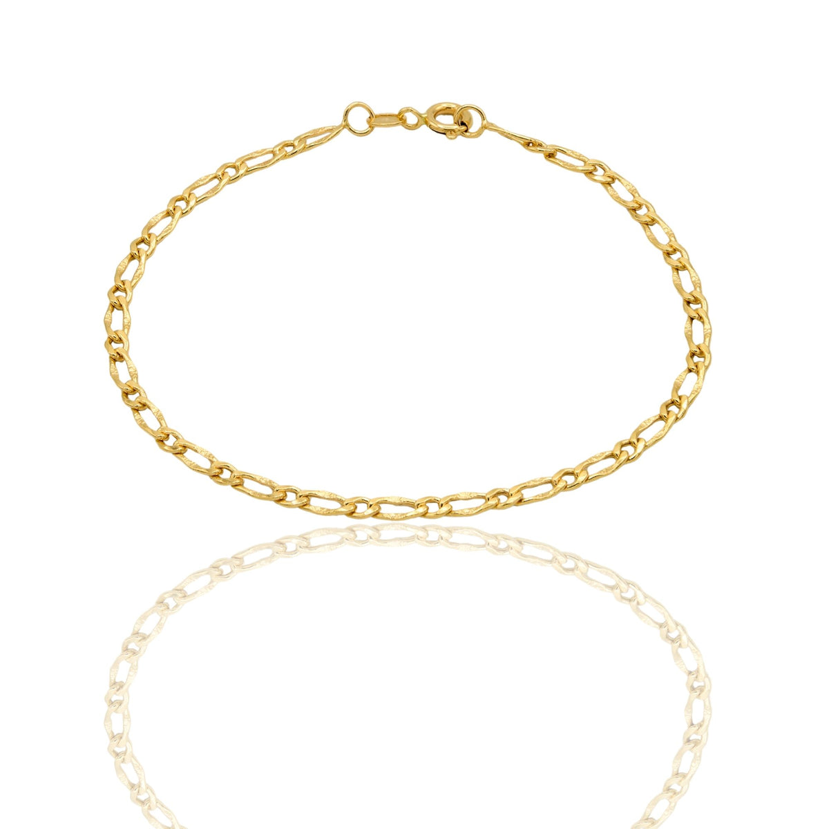 Bracciale Oro Giallo Oro 18 carati Catena Maglia Ovale E Tonda Solo Oro