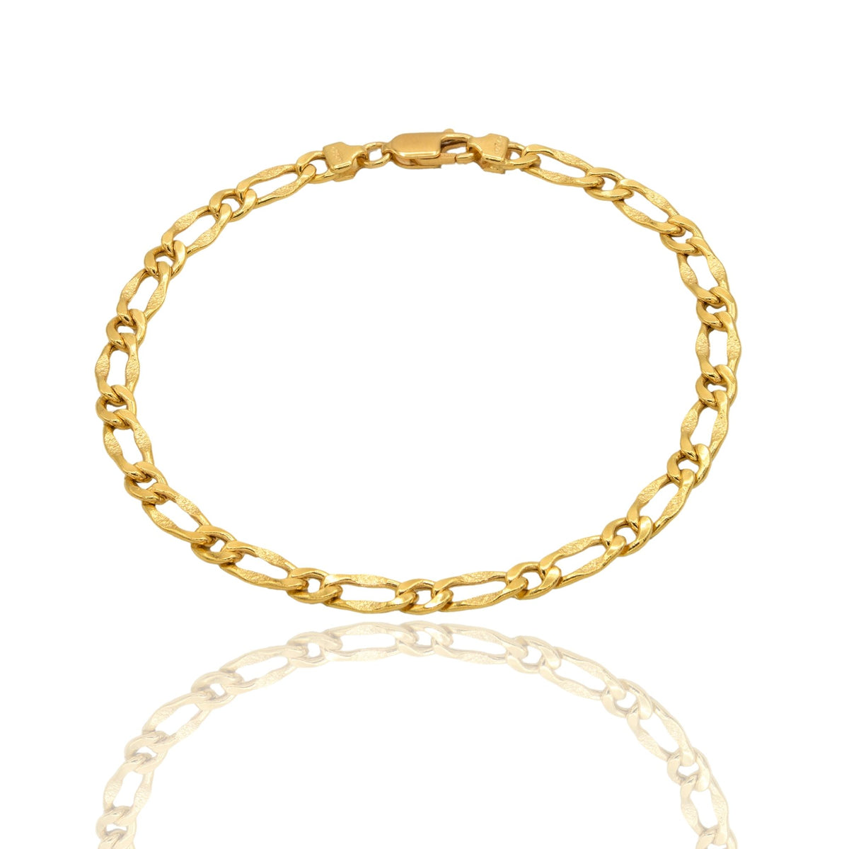 Bracciale Oro Giallo Oro 18 carati Catena Maglia Ovale E Tonda Solo Oro cm. 20