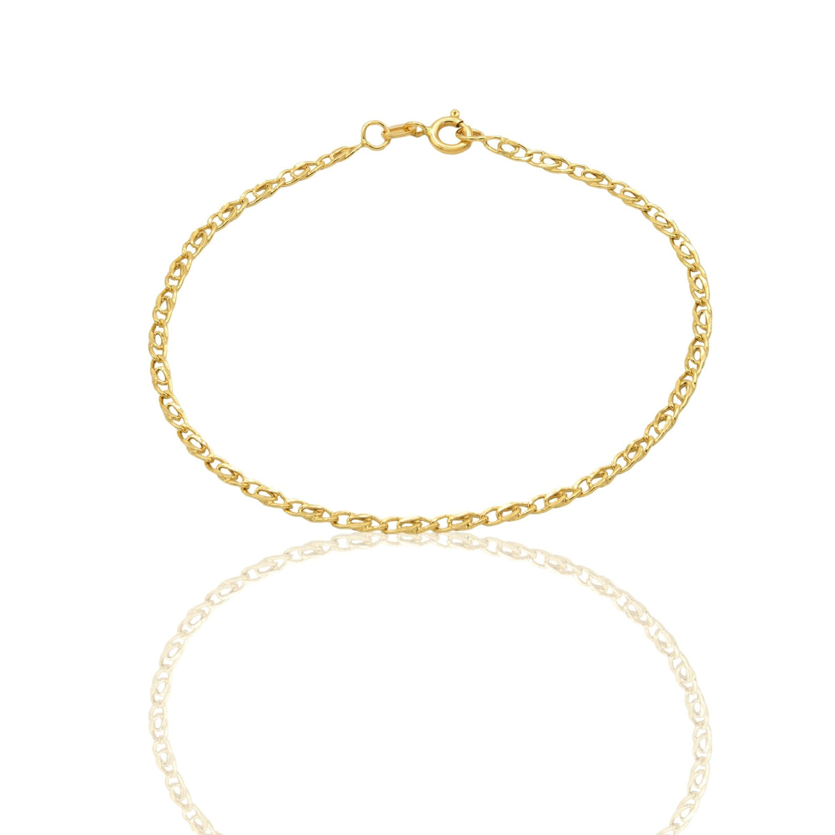 Bracciale Oro Giallo Oro 18 carati Catena Maglia Intrecciata Solo Oro cm. 19