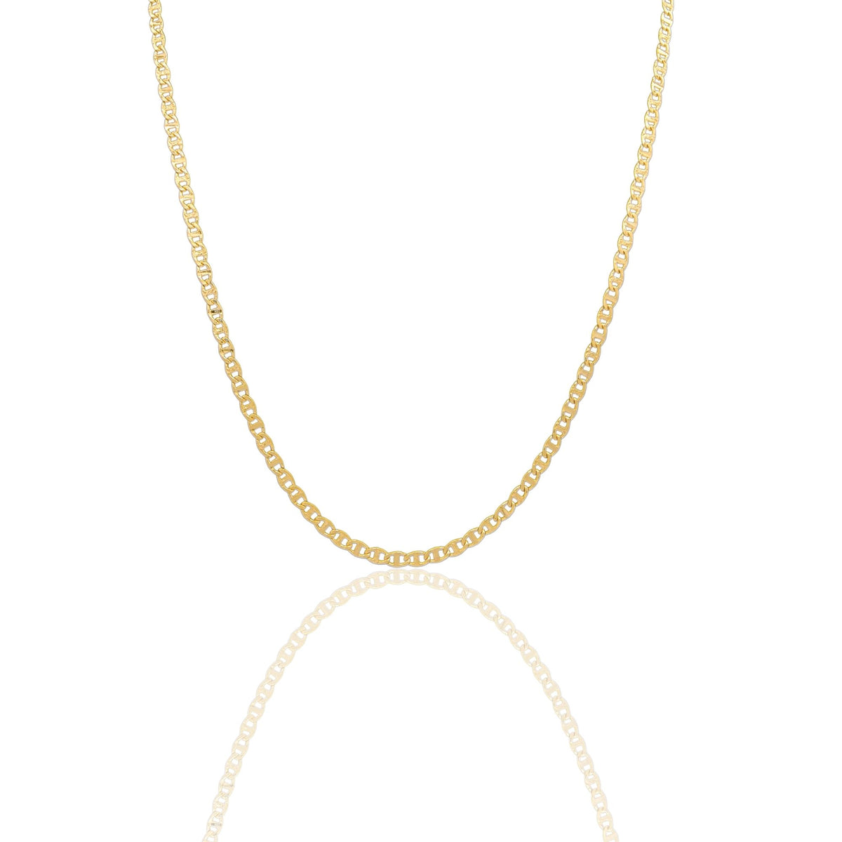 Collana Oro Giallo Oro 18 carati Catena piatta Maglia Marinara Solo Oro cm.60