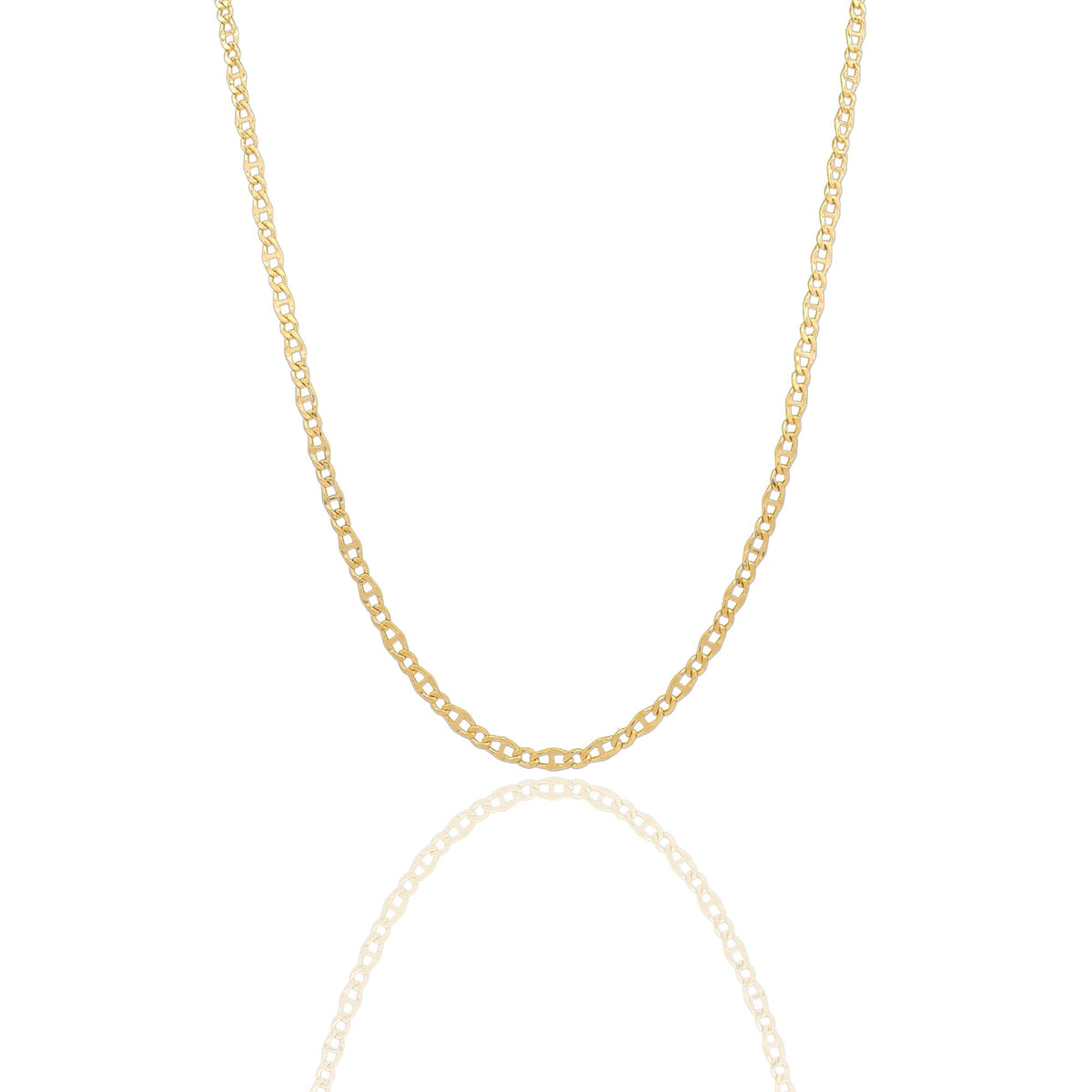 Collana Oro Giallo Oro 18 carati Catena piatta Maglia Marinara Solo Oro cm.50