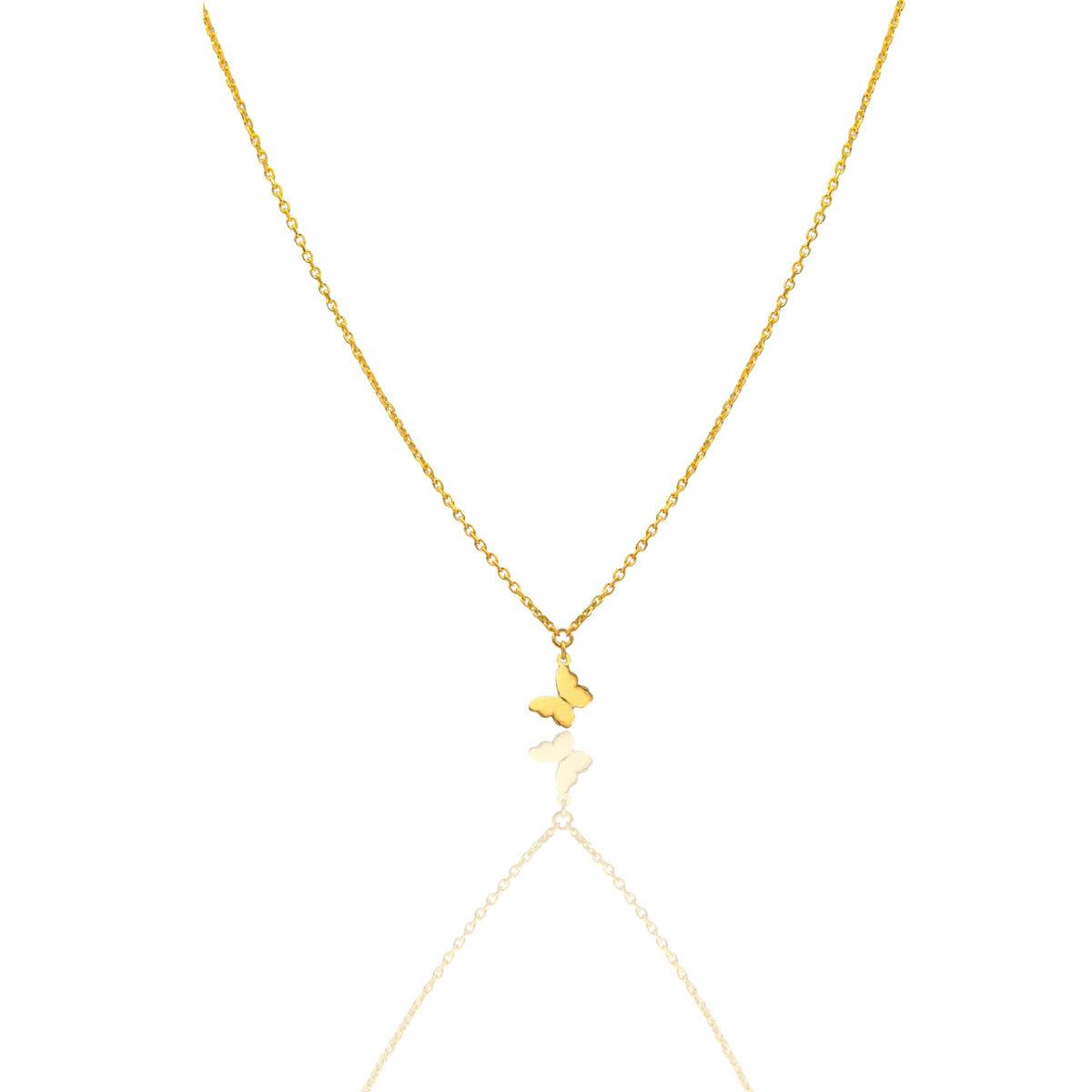 Collana Oro Giallo Oro 18 carati Catenina rolò Farfalla Lastra Solo Oro cm.43