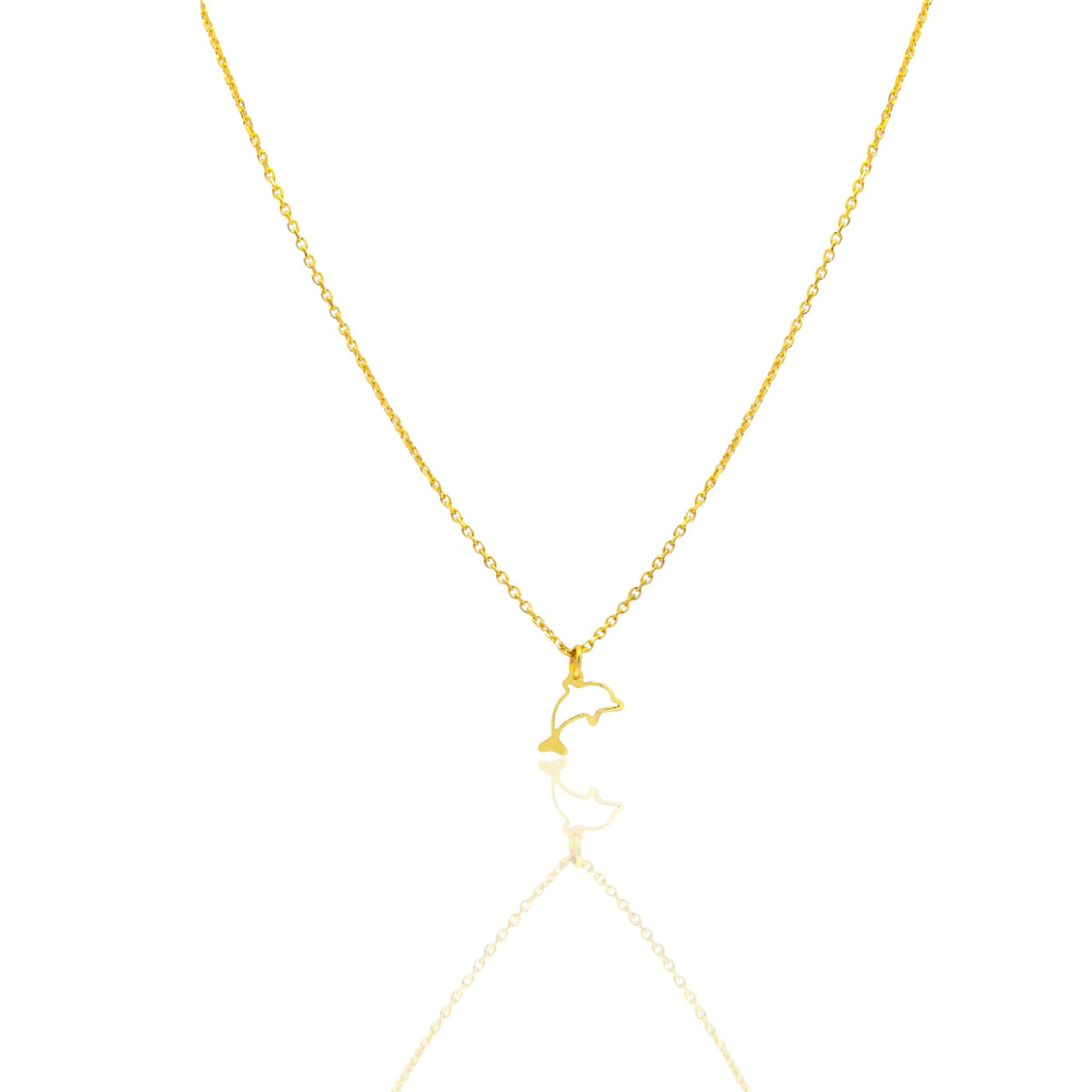 Collana Oro Giallo Oro 18 carati Catenina rolò Delfino Sagomato pavè Solo Oro cm.43