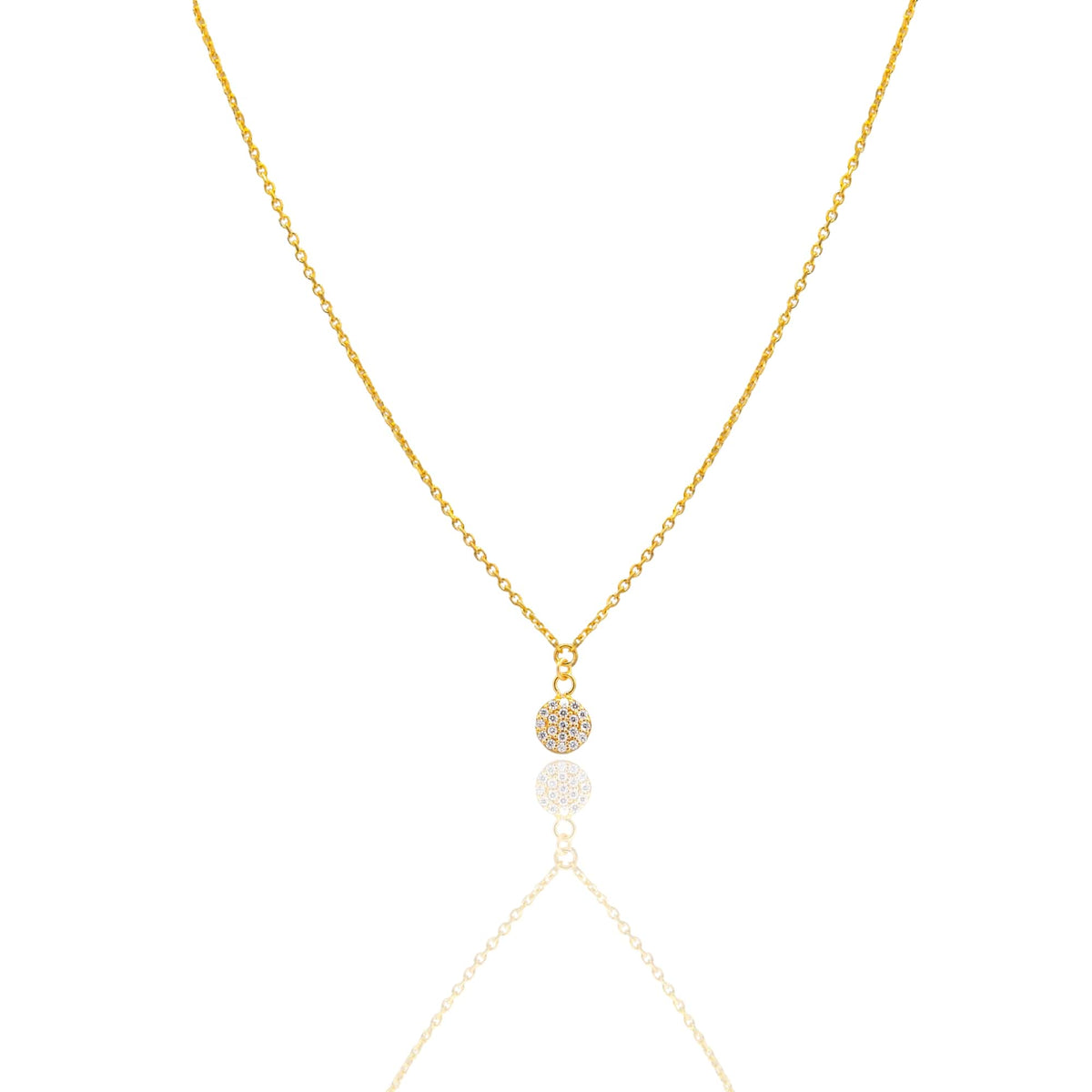 Collana Oro Giallo Oro 18 carati Catenina rolò Tondino Pave' Zirconi Bianchi cm.43