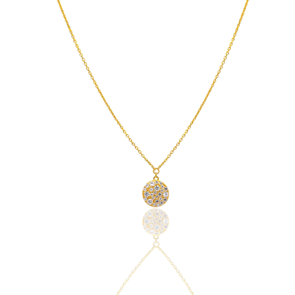 Collana Oro Giallo Oro 18 carati Catenina rolò Tondo Pave' Zirconi Bianchi cm.43