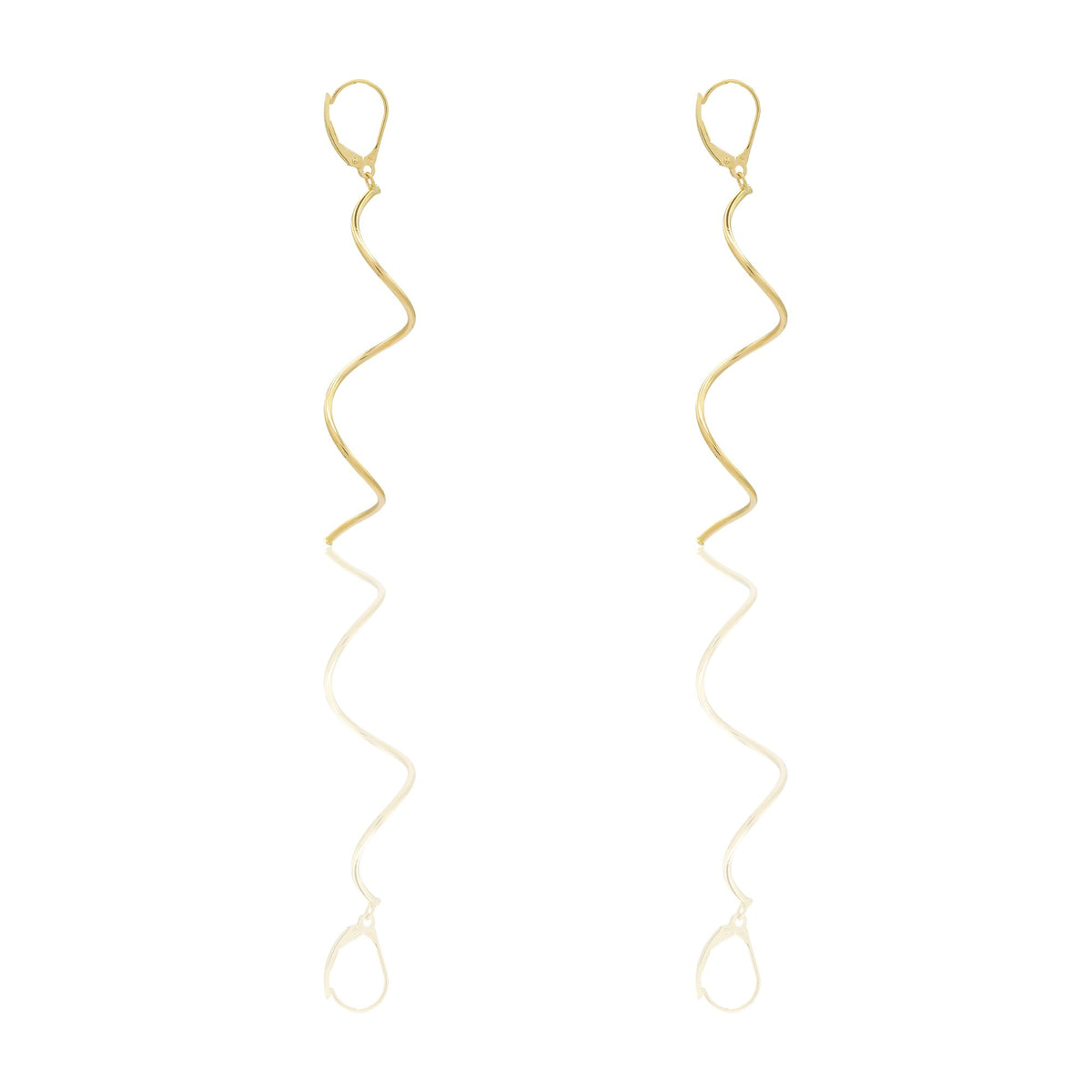 Orecchini Oro Giallo Oro 18 carati Ricciolo Pendente Solo Oro Spessore mm. 1,5