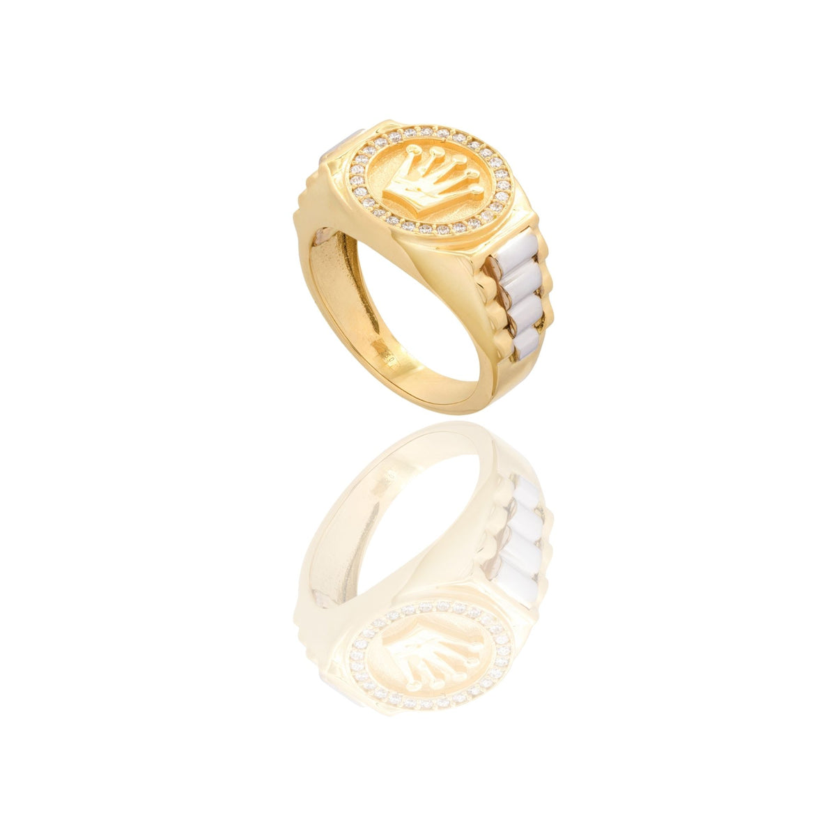 ANELLO UOMO SCUDO TONDO CON CORONA