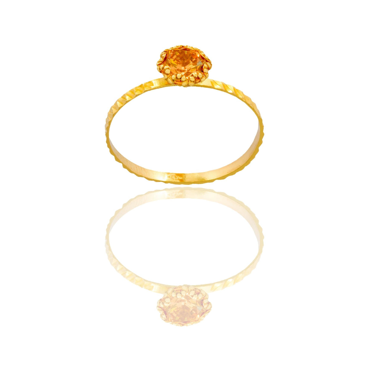 Anello Oro Giallo Oro 18 carati Solitario Zircone Arancione