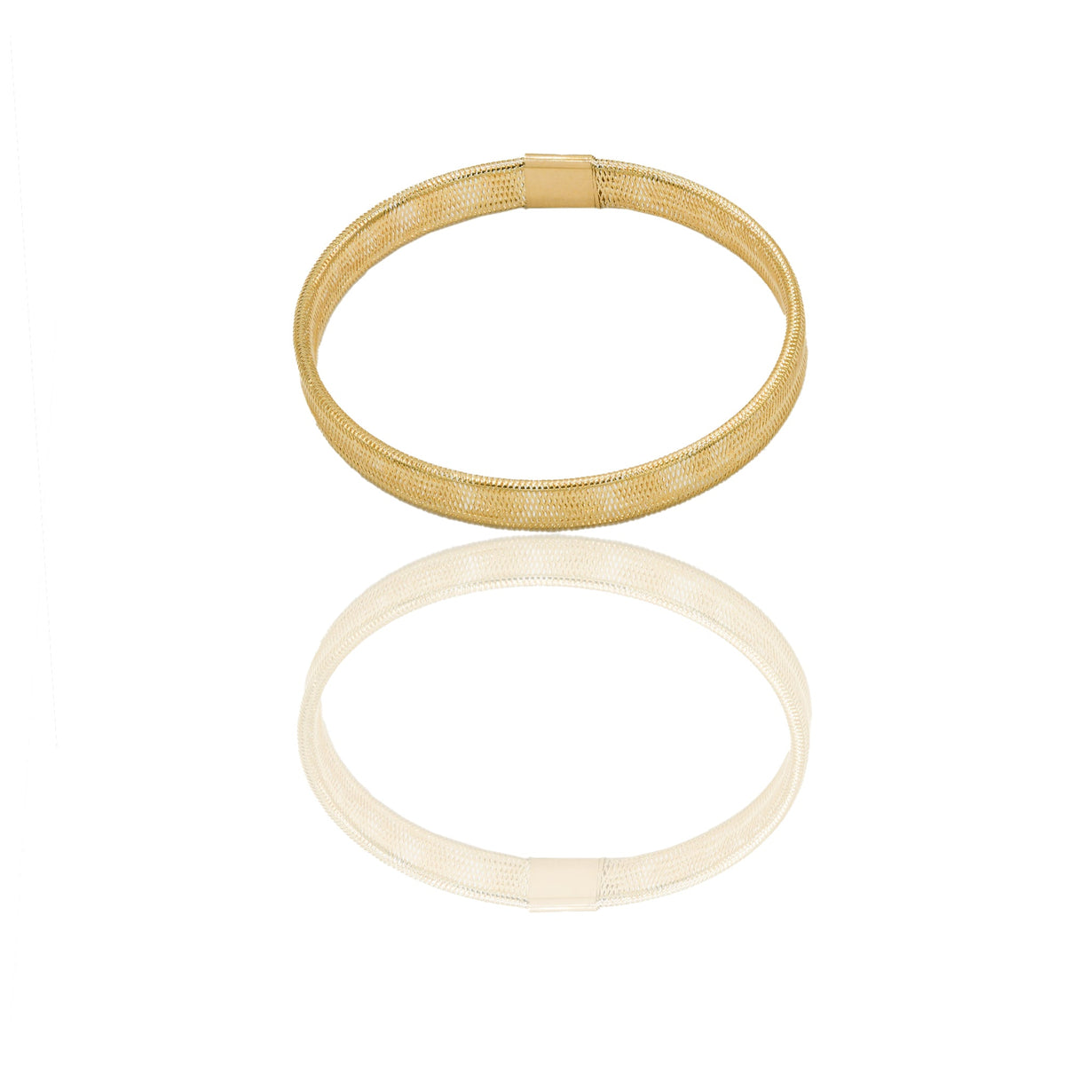 Bracciale Oro Giallo Oro 18 carati Elastico canna rettangolare Solo Oro Spessore mm.6