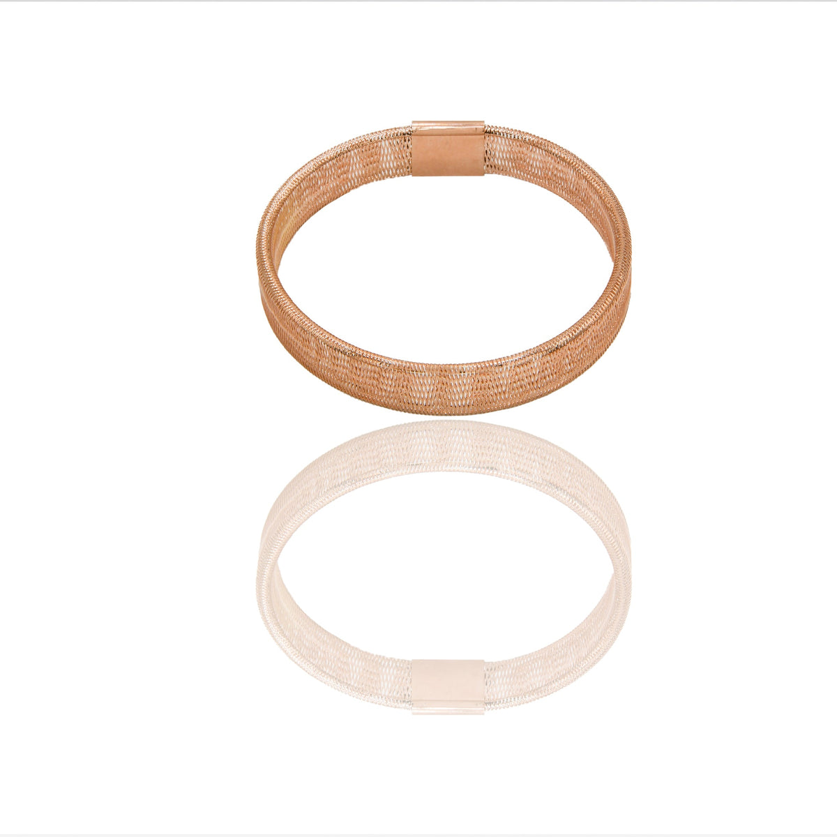 Bracciale Oro Rosa Oro 18 carati Elastico canna rettangolare Solo Oro Spessore mm.8