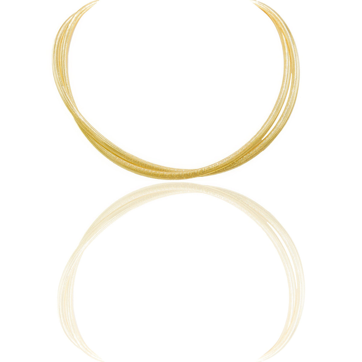 Collana Oro Giallo Oro 18 carati Elastica rettangolare 2 fili con Greca Solo Oro Spessore filo mm. 5 Lunghezza cm. 40