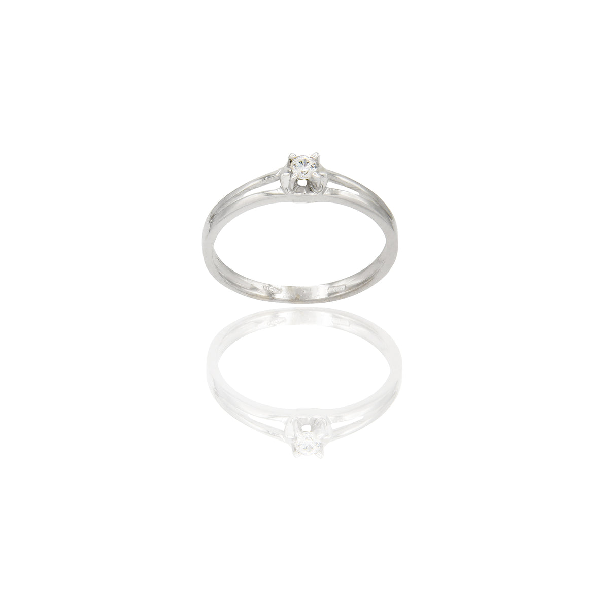 ANELLO DONNA SOLITARIO 4 GRIFFE DOPPIO GAMBO