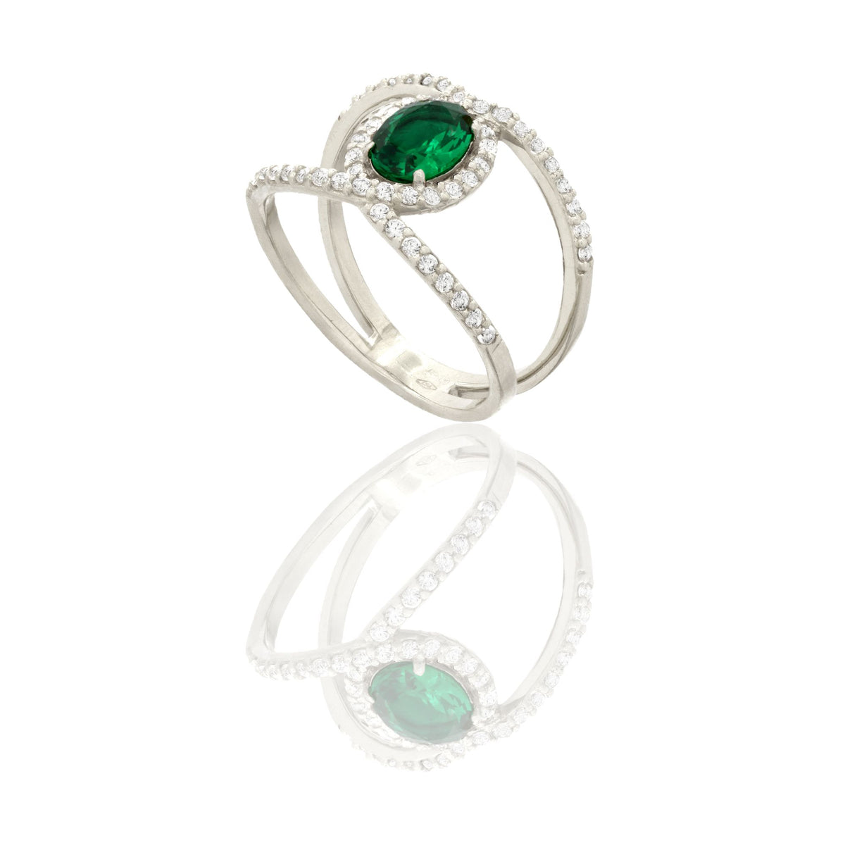 ANELLO DONNA FASCIA VUOTA CON PIETRA CENTRALE OVALE
