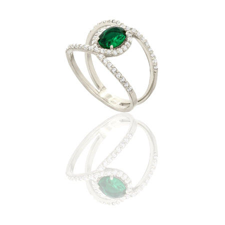 ANELLO DONNA FASCIA VUOTA CON PIETRA CENTRALE OVALE
