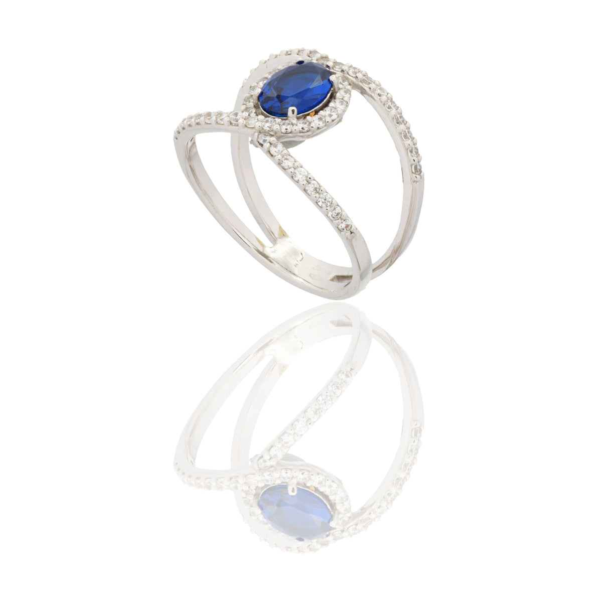 ANELLO DONNA FASCIA VUOTA CON PIETRA CENTRALE OVALE